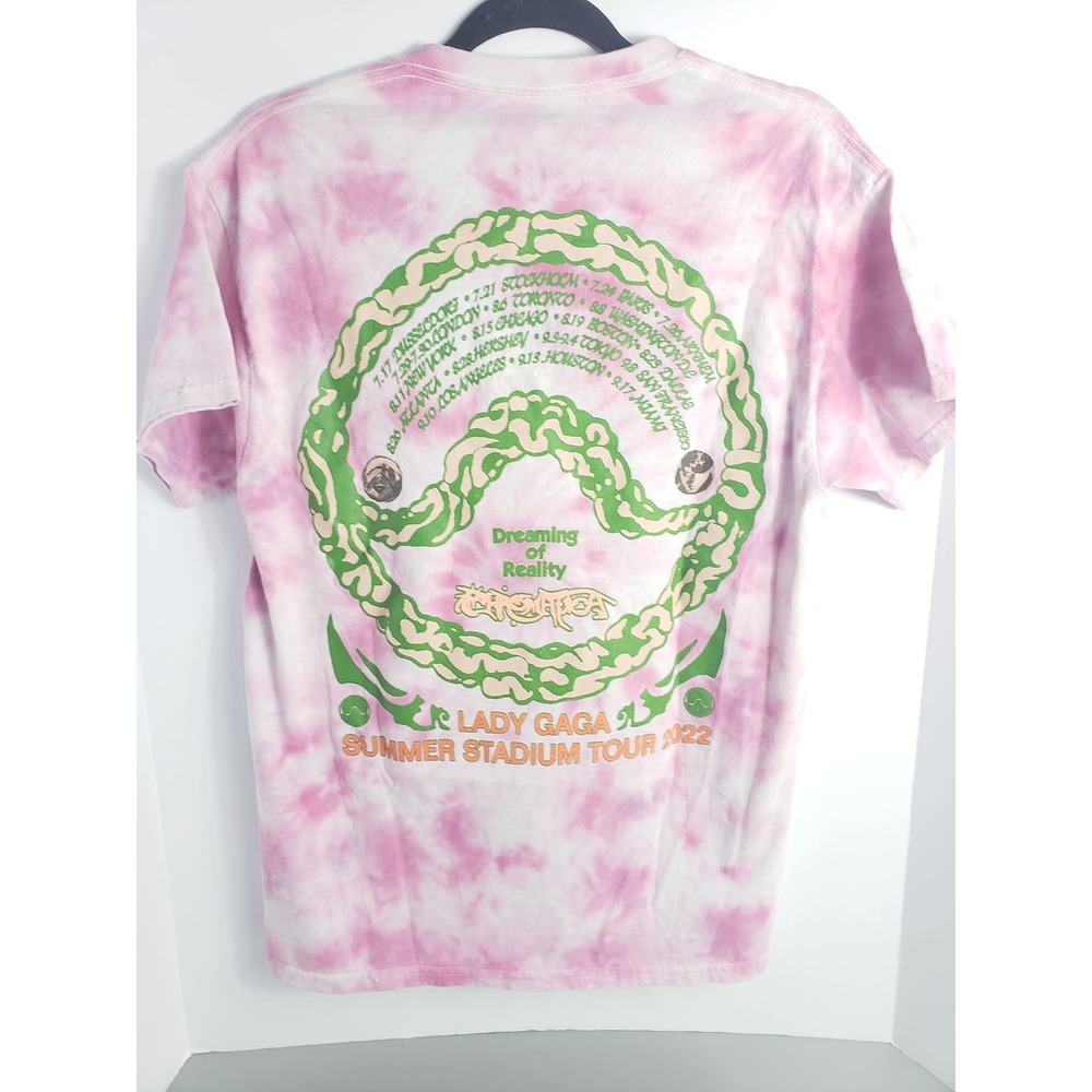 Lady Gaga The Chromatica Ball Summer Stadium Tour 2022 Pink TieDye T-Shirt Small